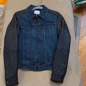 Isaac Mizrahi denim and faux leather jacket.